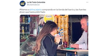 Lina Tejeiro comiendo empanada