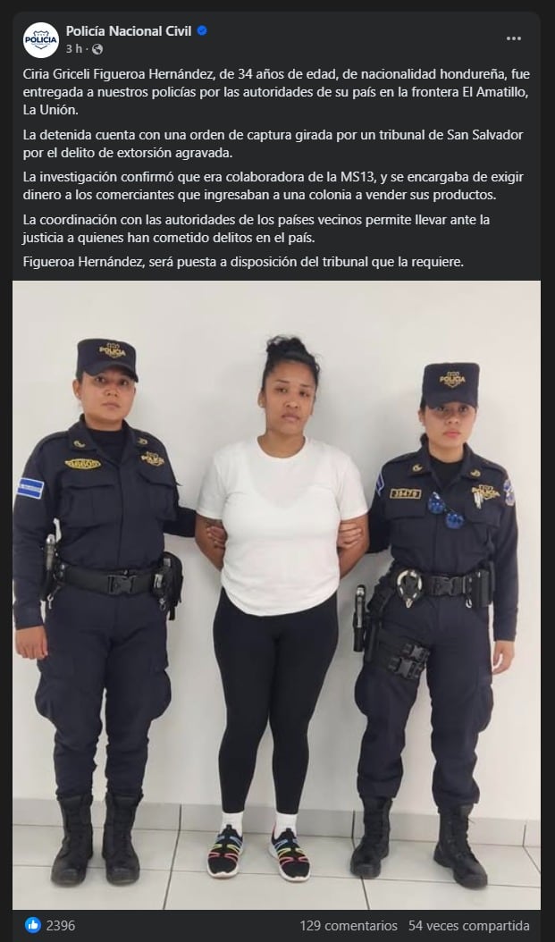 La detención reciente movilizó instancias judiciales de ambos países y activó un proceso especial para revisar su potencial extradición en audiencia programada en septiembre (Captura de pantalla de la PNC)