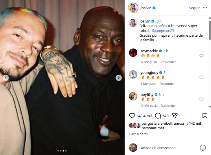 J Balvin no dudó en calificar a Jordan como la