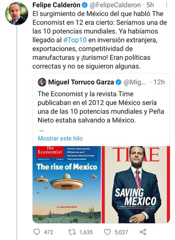 Felipe Calderón señaló que México