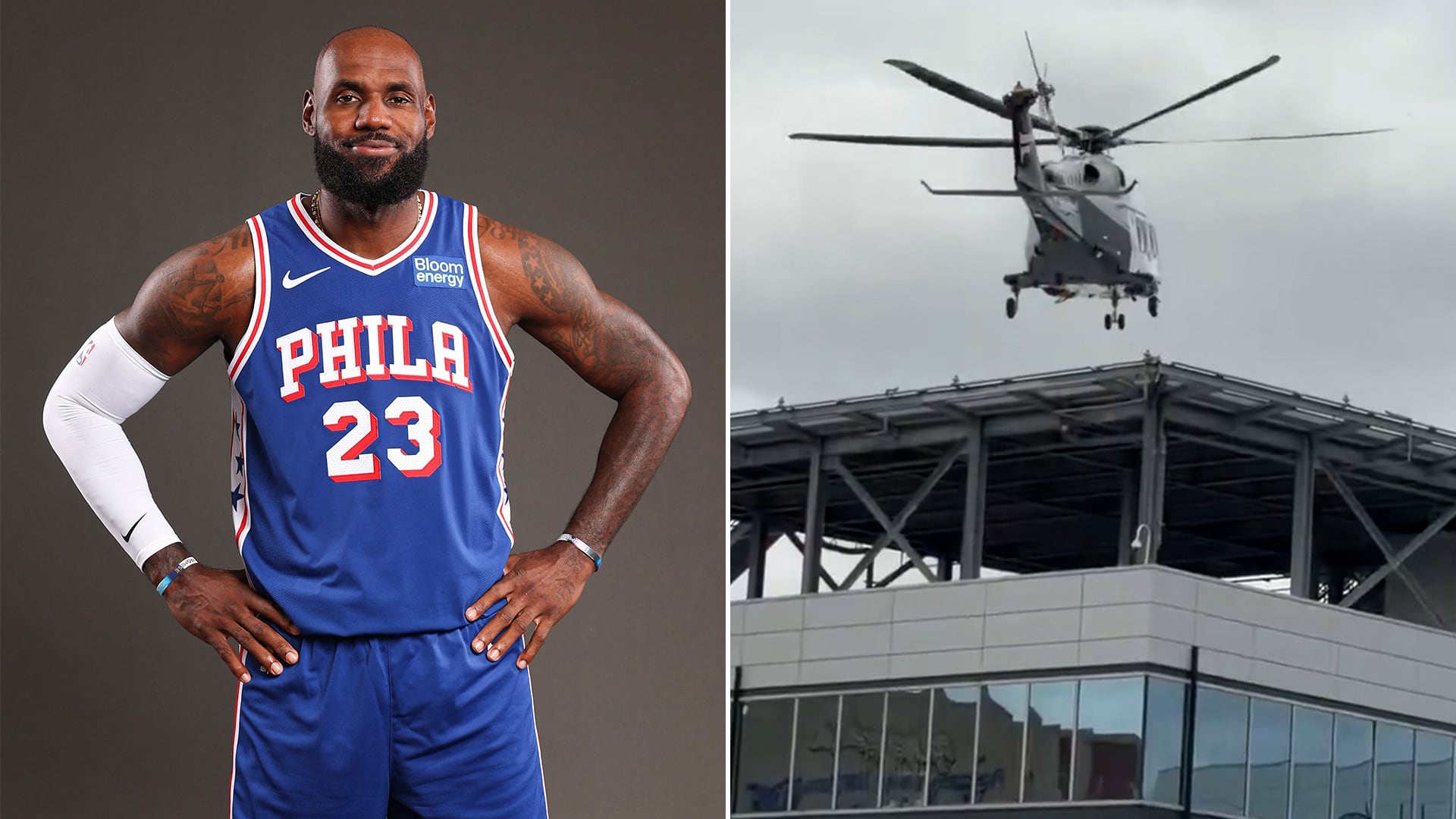 LeBron James eligió el helicóptero como medio de transporte para viajar desde su casa en Nueva York a los entrenamientos con su equipo, Philadelphia Sixers