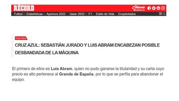 Información del medio mexicano Récord