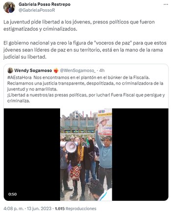 “La juventud pide libertad a