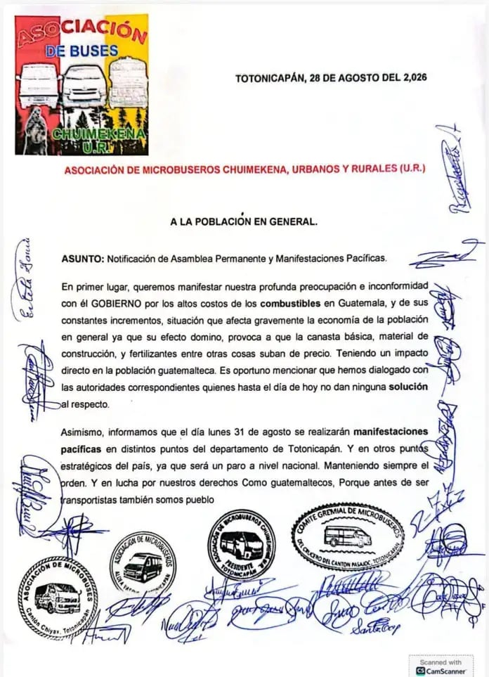 Las asociaciones de transportistas convocaron un plantón frente al Congreso y bloqueos en puntos clave de Guatemala que pueden alterar la movilidad. (Redes sociales)