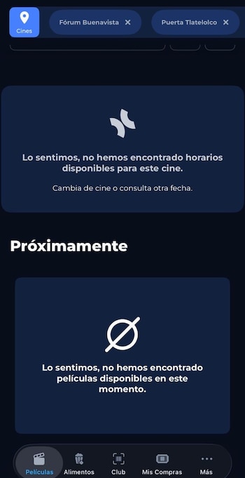 Cinépolis y Cinemex tuvieron fallas en la preventa. (Captura de pantalla)