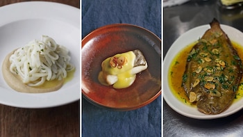 Chipirones encebollados, bacalao al pil pil y rodaballo, platos de la carta de Txikito (Instagram / @txikitonyc)