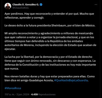 Claudio X. González reconoce el