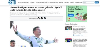 Portada de Esto.com.mx con James Rodríguez como protagonista - crédito esto.com.mx