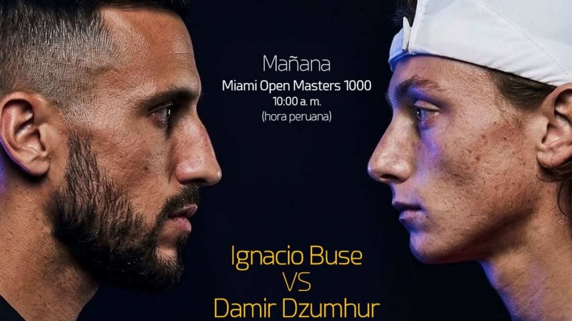 Damir Dzumhur e Ignacio Buse se miden en la primera ronda del Masters 1000 de Miami. Crédito: IPD.