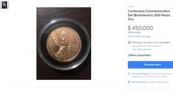 Moneda de oro 200 pesos.