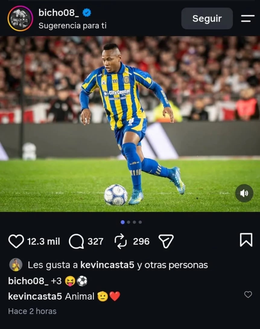La reacción de Castaño en un posteo de Campaz