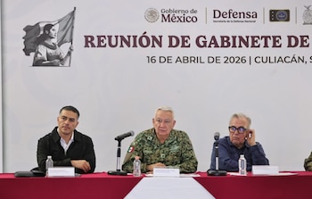 La reunión de este jueves se llevó a cabo en la Novena Zona Militar de Culiacán. Fue de carácter privado. (Crédito: Gabinete de Seguridad del Gobierno de México)