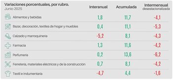 Variaciones porcentuales por rubro (CAME)