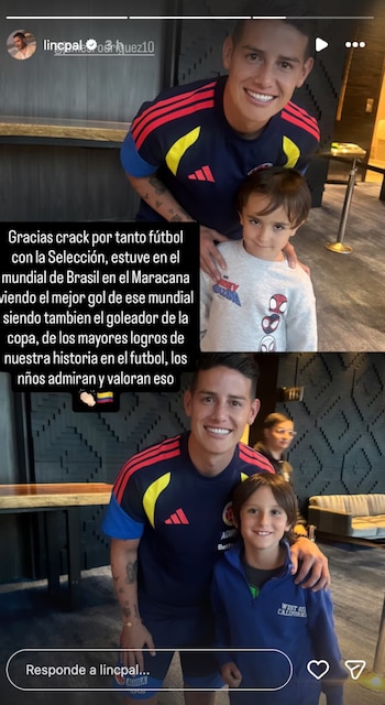 La publicación de Lincoln Palomeque incluyó una foto de sus hijos con James Rodríguez y generó reacciones entre los seguidores - crédito @lincpal / Instagram