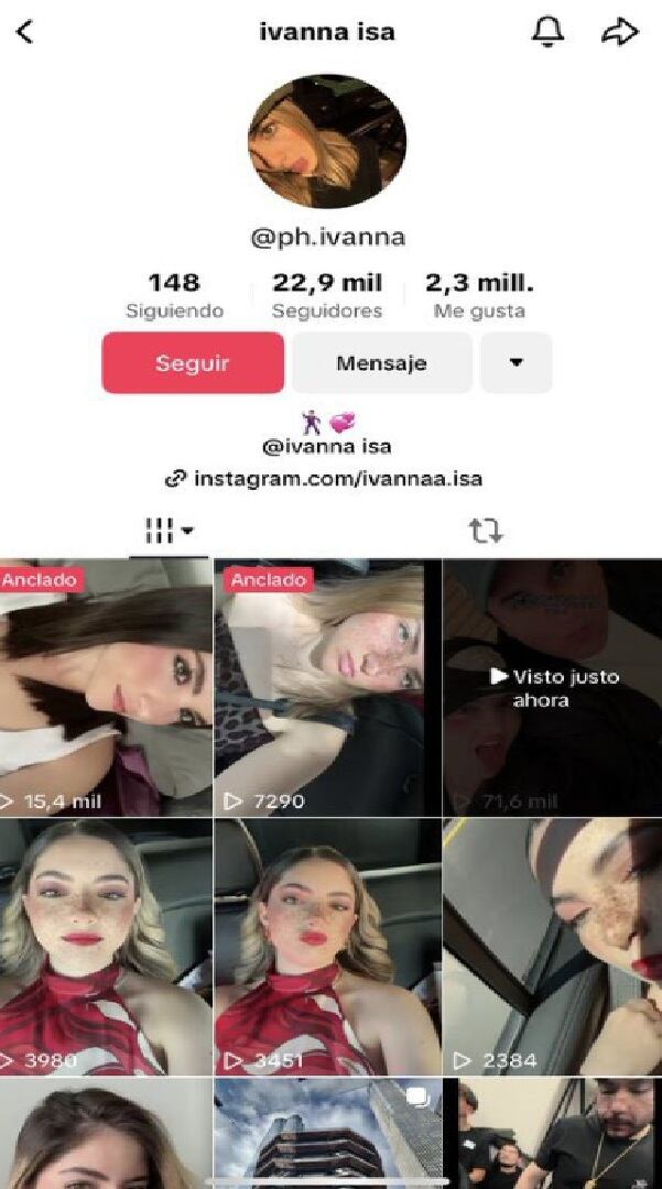 Este sería supuestamemte el perfil de instagram de la joven que habría acompañado al hijo de AMLO en la final apoyando al América (captura)