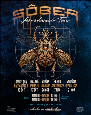 Cartel con las fechas anunciadas por Sôber para su nueva gira.