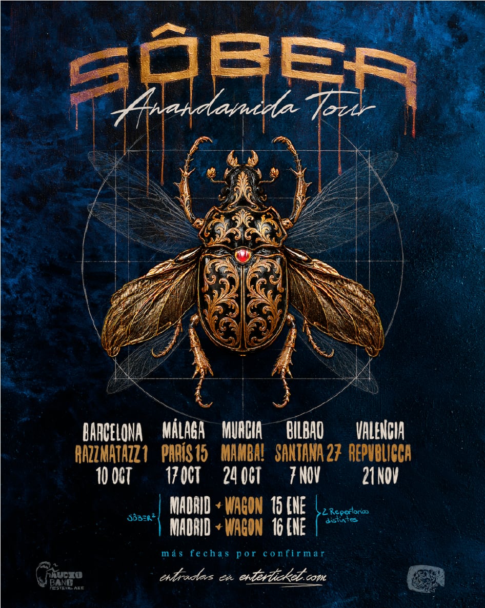 Cartel con las fechas anunciadas por Sôber para su nueva gira.