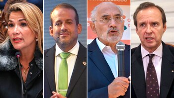 Jeanine Áñez, Luis Fernando Camacho, Carlos Mesa y Jorge Quiroga partida