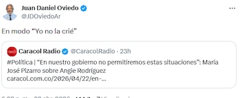 Juan Daniel Oviedo respondió a María José Pizarro por polémicas declaraciones de Angie Rodríguez - crédito @JDOviedoAr/X