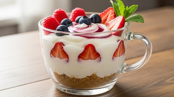 Cómo hacer una tarta de yogur en taza: un antojo dulce listo en cinco minutos