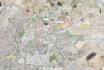 Trazado del proyecto de conexión ferroviaria de Santa Justa y el aeropuerto de Sevilla