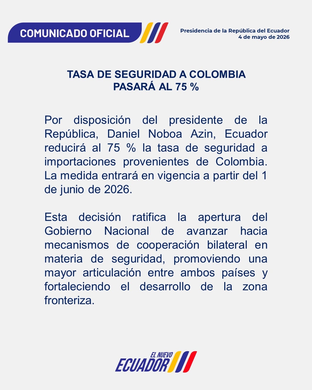 Ecuador bajó la