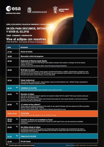 23/07/2026 Cartel de las actividades programadas por la tarde en el exterior del Palacio de Exposiciones y Congresos de León.
SOCIEDAD ESPAÑA EUROPA CASTILLA Y LEÓN
ESA