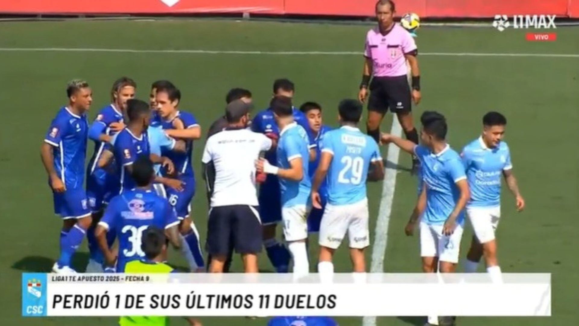 Trifulca al cierre del Sporting Cristal vs Alianza Atlético, en el estadio Alberto Gallardo. - Crédito: L1MAX