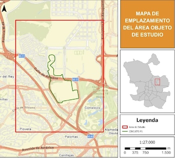 Plano de la zona de estudio en el Trabajo Fin de Curso de este ingeniero