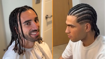 Marc Cucurella y Carlos Alcaraz, unidos por la misma tendencia: los icónicos rizos del futbolista y la melena del tenista, recogidos en unas trenzas