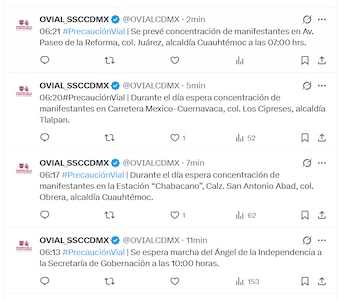 El día de hoy se prevé la presencia de manifestantes en la Carretera México-Cuernavaca, en la colonia Los Cipreses, dentro de la alcaldía Tlalpan (captura de pantalla)