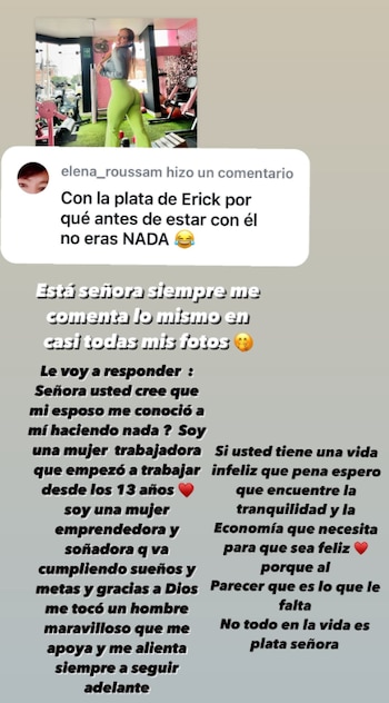 Allison Pastor responde a usuaria