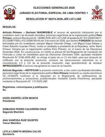 Resolución del Jurado Electoral Especial