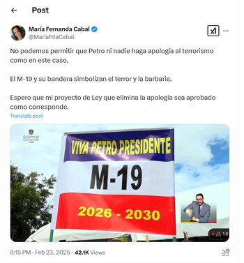 María Fernanda Cabal criticó presencia