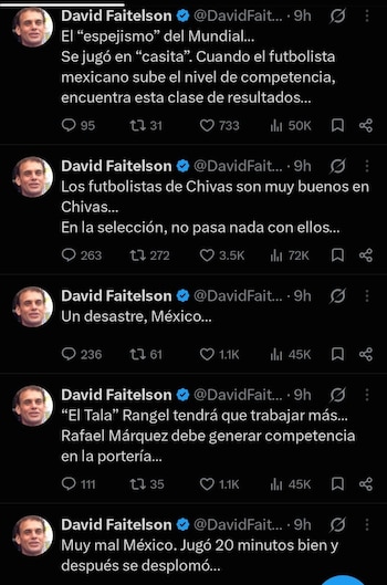 David Faitelson cuestionó que el desempeño reciente de la Selección Mexicana haya generado una percepción alejada de su nivel real (Captura de pantalla)