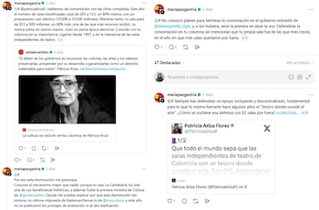 María Paz Gaviria cuestionó la reducción en el número de salas beneficiadas y pidió mayor transparencia en los resultados de la convocatoria. - crédito @mariapazgaviria/threads