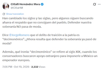 Comunicado de Citlalli Hernández.