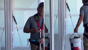 Mujer estadounidense insulta a trabajador mexicano durante limpieza de un condominio