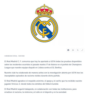 Comunicado del Real Madrid sobre