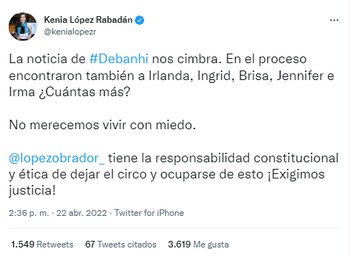 Kenia López Rabadán contra AMLO por caso Debanhi Escobar