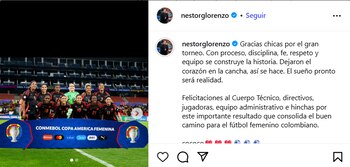 Néstor Lorenzo envió un mensaje de aliento a la Selección Colombia Femenina por el subcampeonato en la Copa América 2025 - crédito @nestorglorenza/Instagram