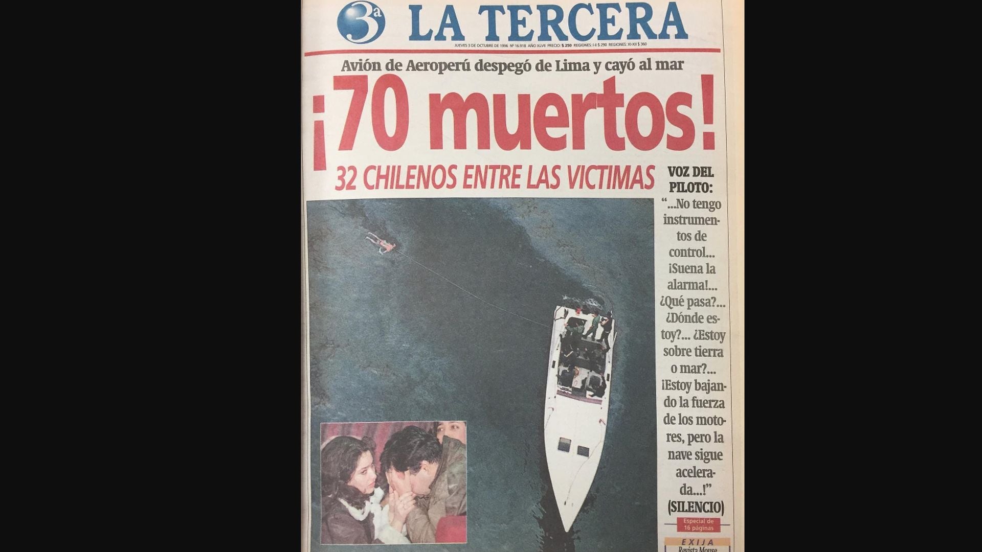 La tragedia del vuelo 603 no solo fue responsabilidad de Aeroperú. Boeing fue criticado por no capacitar a los pilotos en procedimientos críticos que pudieron haber evitado el accidente. (La Tercera)