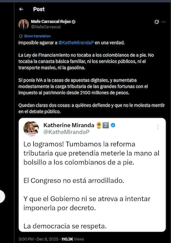 Mafe Carrascal respondió al mensaje