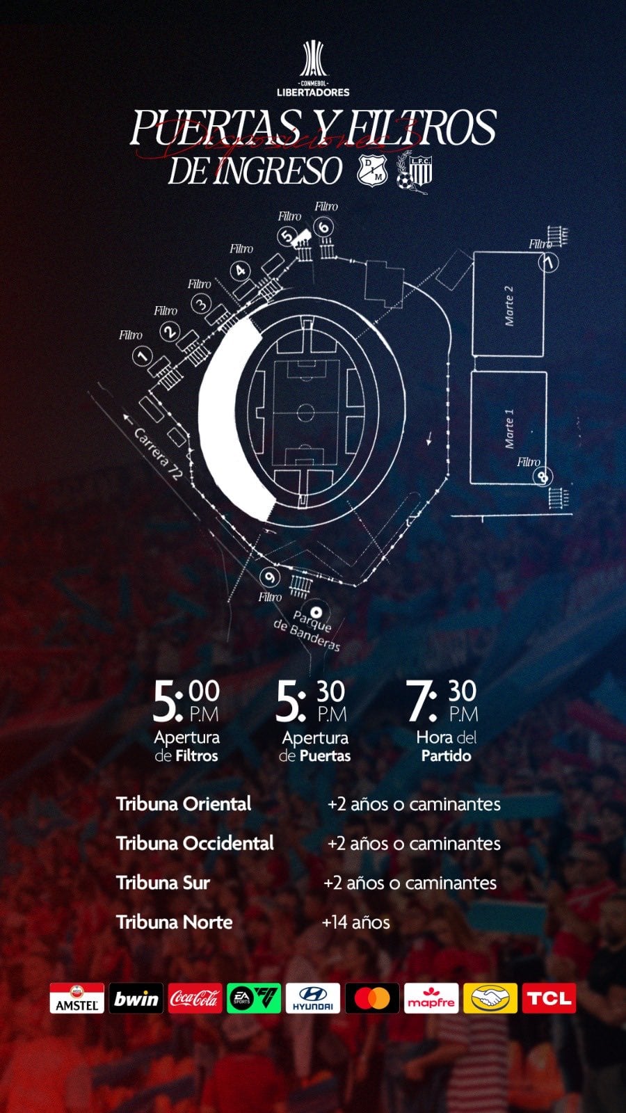 Instrucciones para espectadores que asistan al partido Medellín vs. Liverpool en el estadio Atanasio Girardot - crédito DIM