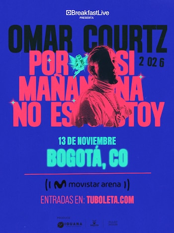 Omar Courtz regresará al Movistar Arena de Bogotá el 13 de noviembre de 2026 con el 'Por Si Mañana No Estoy World Tour' - crédito cortesía Breakfast Live
