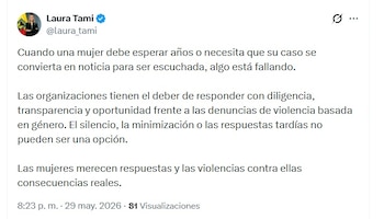 Laura Tami Leal pidió respuestas concretas y que no se dilaten más en el tiempo, luego de los casos que se conocieron en la Casa Editorial El Tiempo - crédito @laura_tami/X