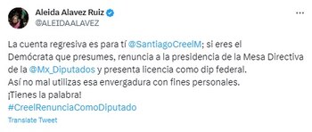 (Twitter @ALEIDAALAVEZ)