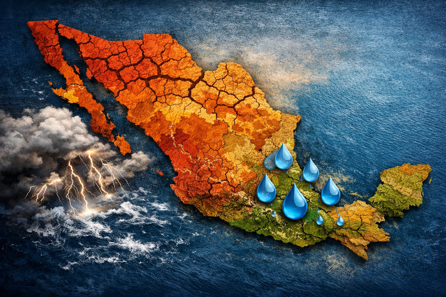 El clima en México estará marcado por lluvias intensas, granizo, fuertes vientos y altas temperaturas en gran parte del país este jueves. (Imagen Ilustrativa Infobae)