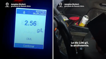 Manejaba por la Autopista Riccheri mientras bebía cerveza y el control de alcoholemia asombró a los agentes