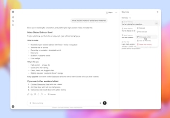 Captura de pantalla de interfaz de IA con receta de salmón. Un menú desplegable muestra 'Make a correction' y un cursor de ratón lo señala